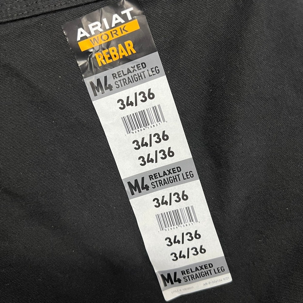 Ariat Rebar M4 Relaxed Straight Leg Work Pants Mens 34x36 Black Double Front NEW - Picture 5 of 7